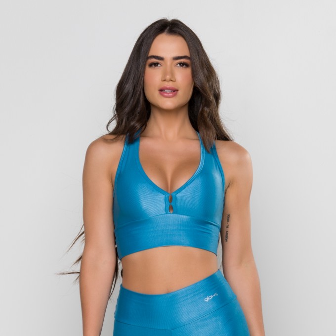Top Mari Mini Canelado Azul