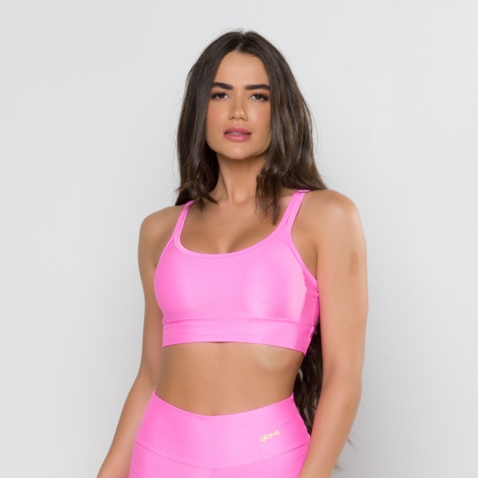 Top Alça Dupla Mini Canelado Rosa