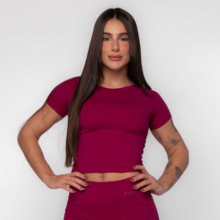 Blusa de Manga Curta Vinho