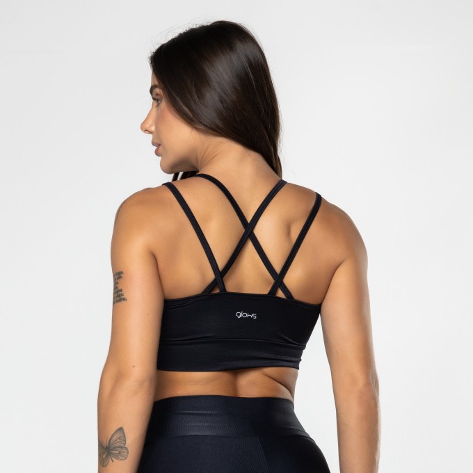 Top Alça Dupla Mini Canelado Preto
