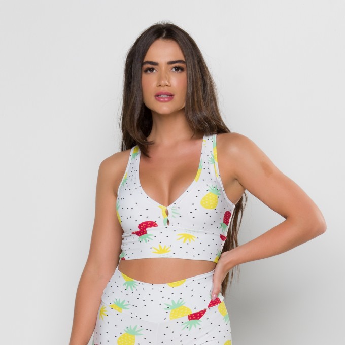 Top Mari Estampa Digital Abacaxi Branco