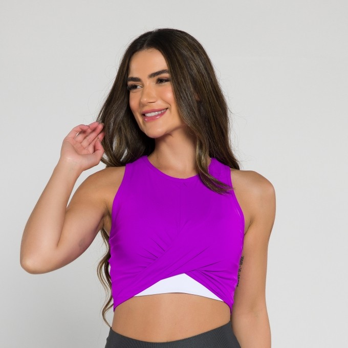 Cropped sem Manga Transpassado Fuchsia