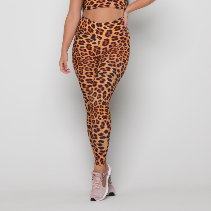 Calça Legging Básica Estampa Digital Onça