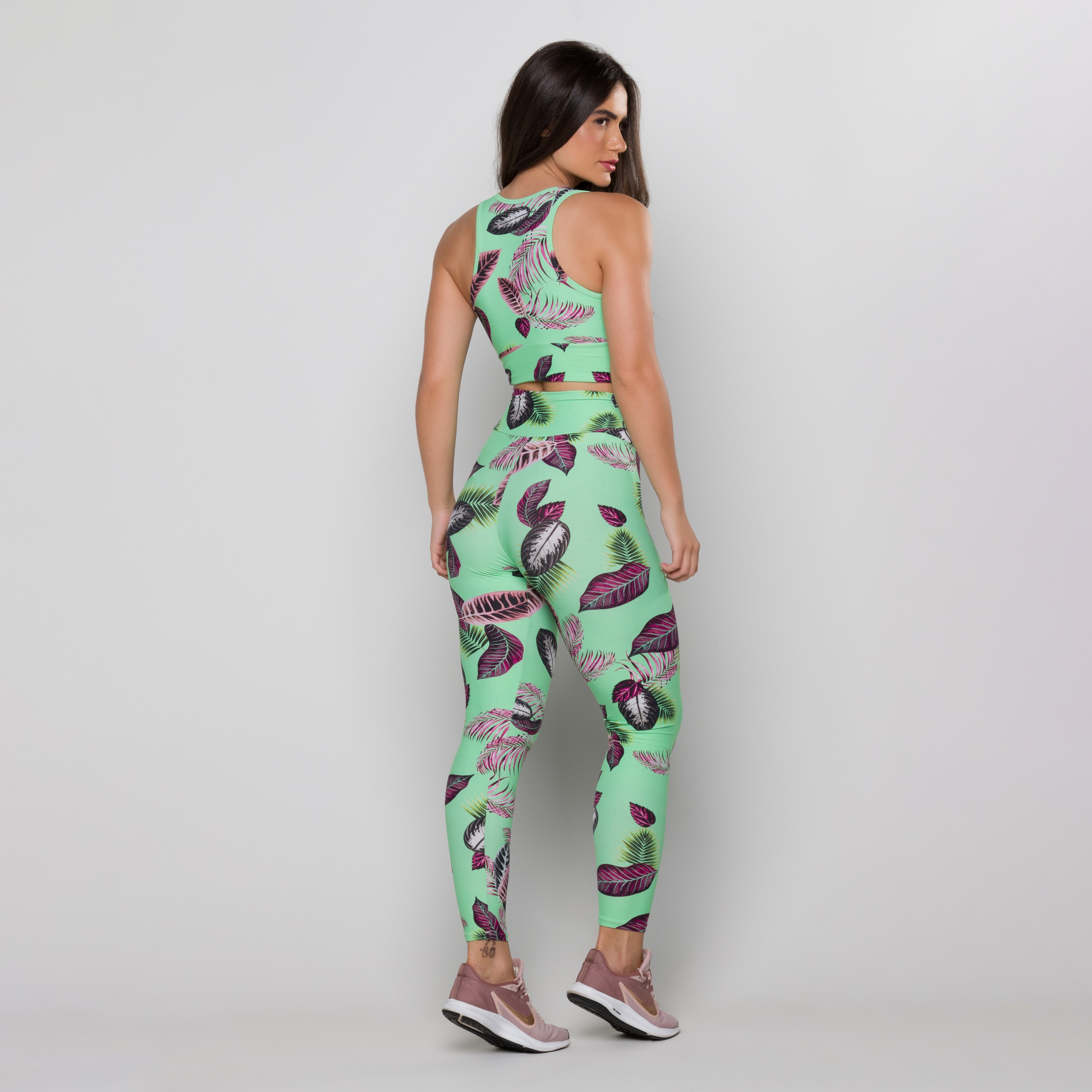 Calça Legging Academia Fitness Estampa Digital Verde