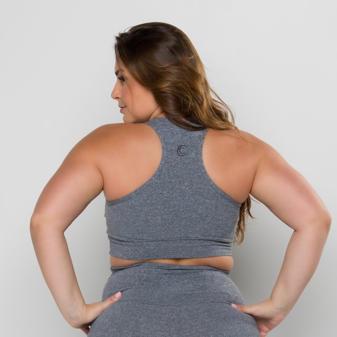 Top Camiseta Nadador Cinza Linha Conforto