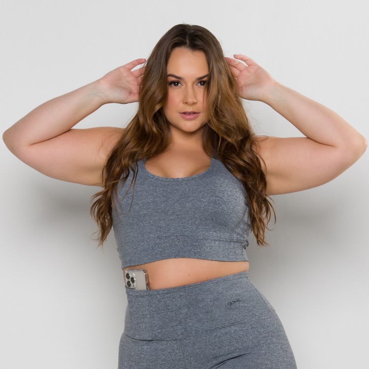 Top Camiseta Nadador Cinza Linha Conforto