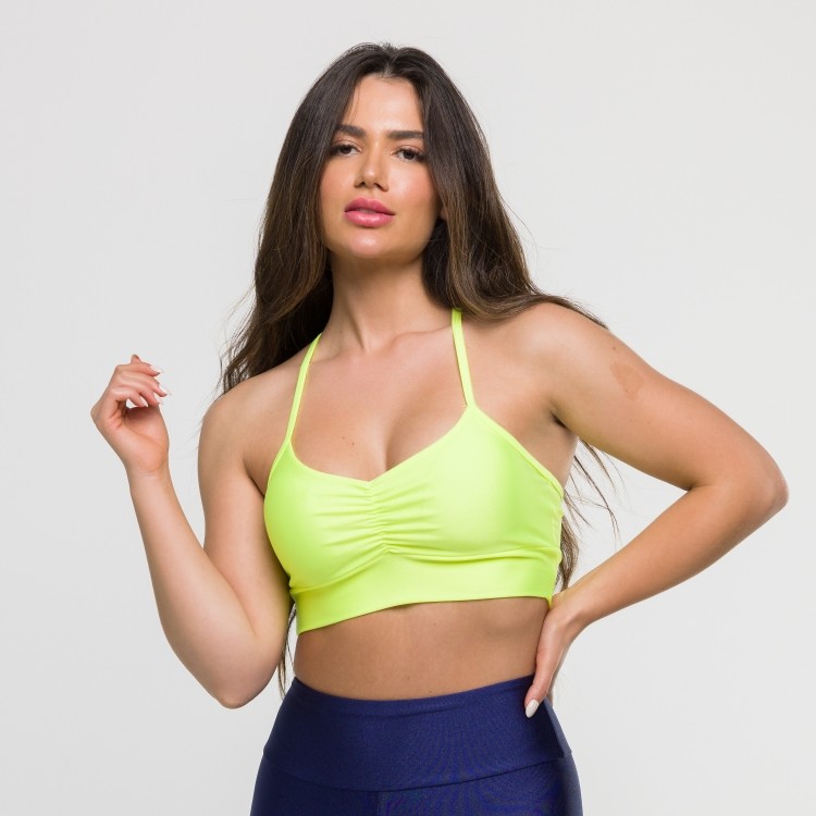 Top Glam Franzido Amarelo Neon