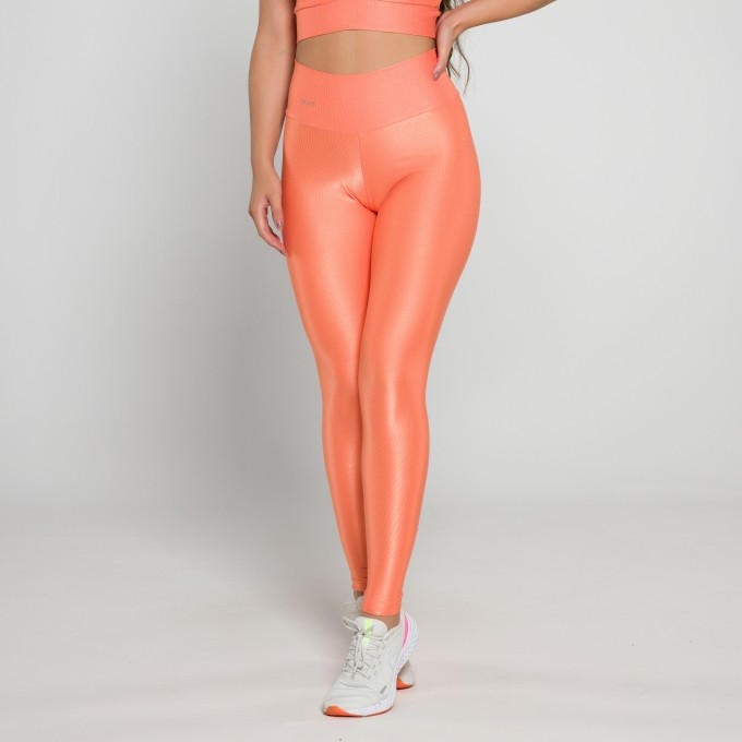 Calça Legging Mini Canelado Laranja