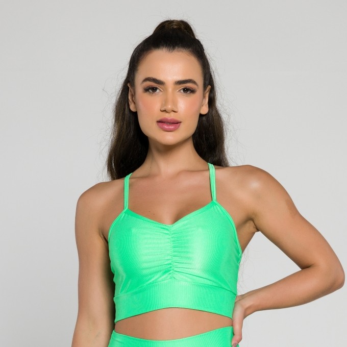 Top Franzido Mini Canelado Verde