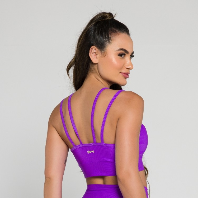 Top Flor Alça Dupla Roxo