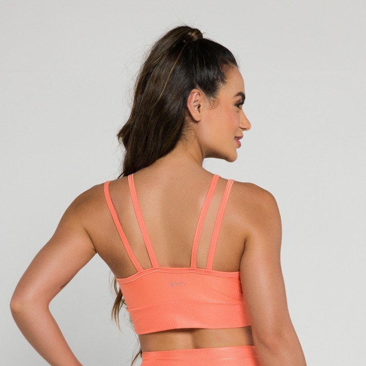 Top Flor Alça Dupla Laranja
