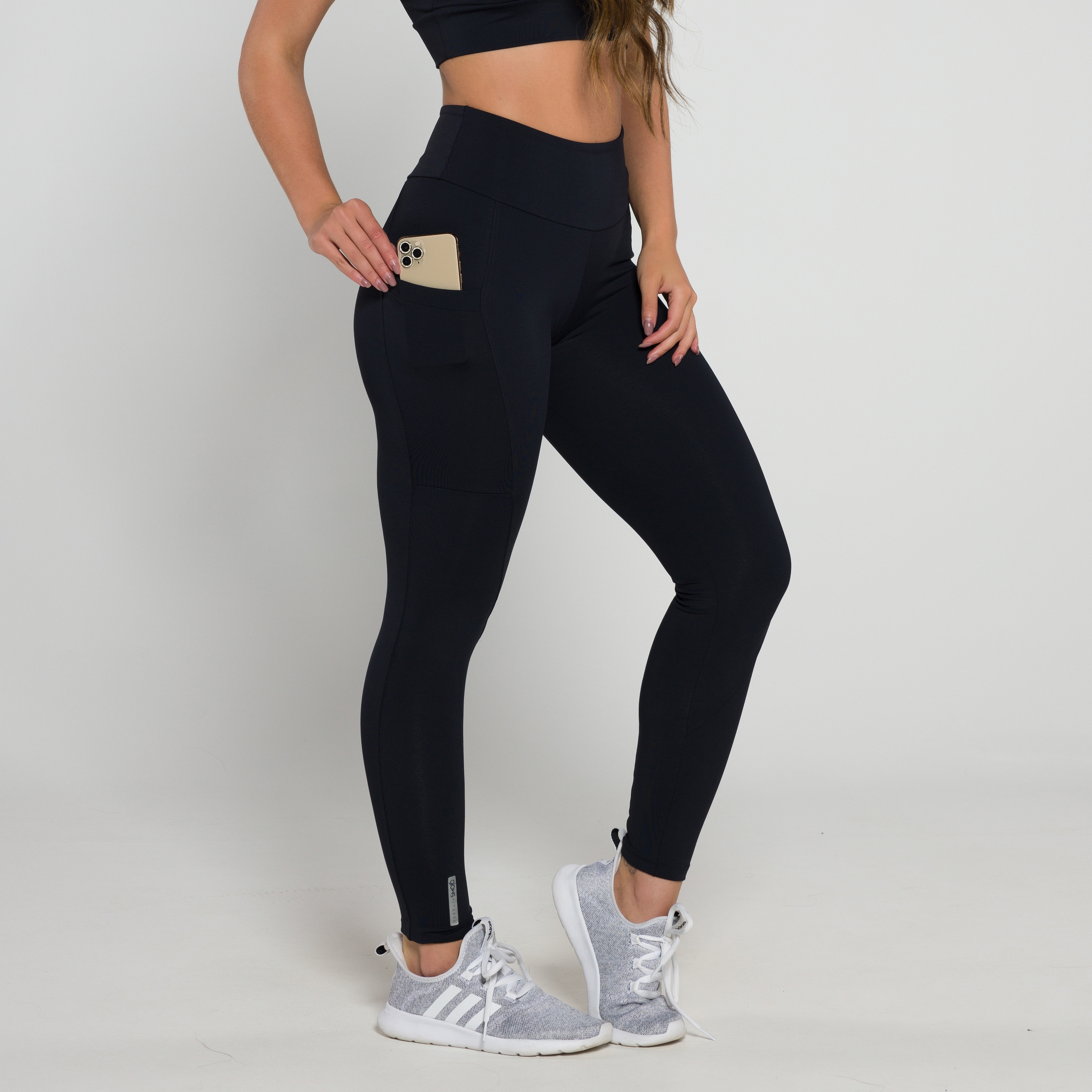 Calça Legging Poliamida com Bolso Lateral Preta