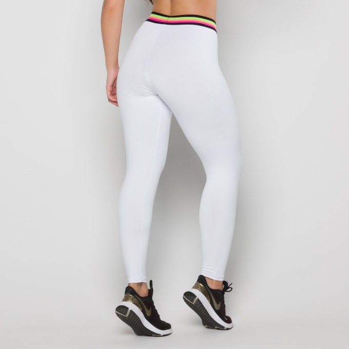 Calça Legging Branca com Elástico Color