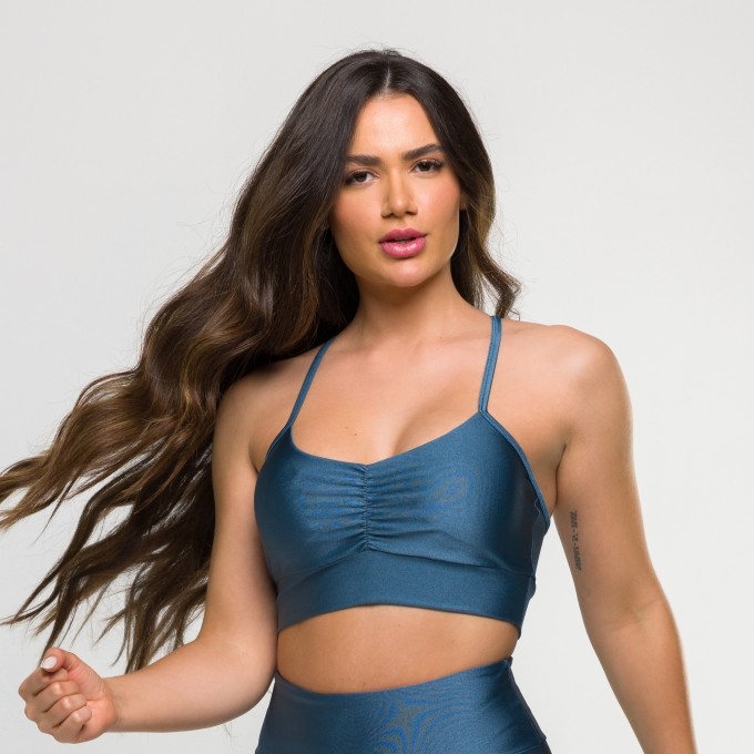 Top Glam Franzido Azul