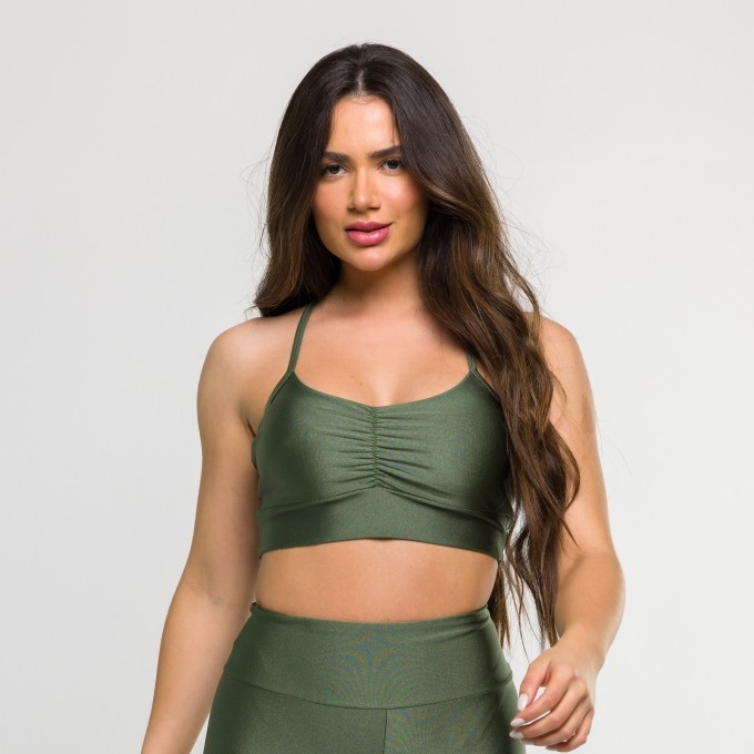 Top Glam Franzido Verde Escuro