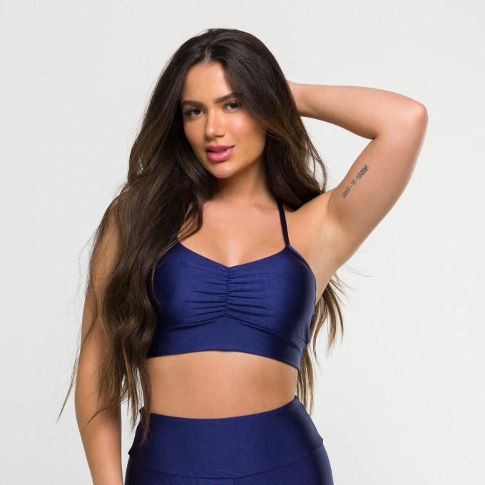 Top Glam Franzido Azul Marinho
