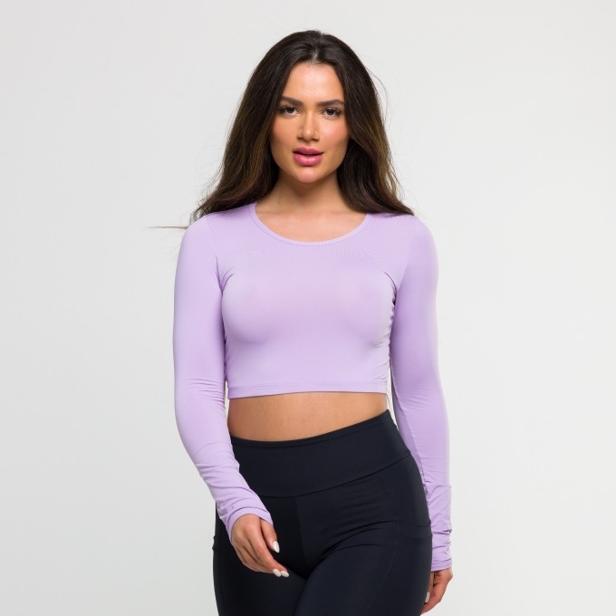 Cropped Manga Longa Lilás