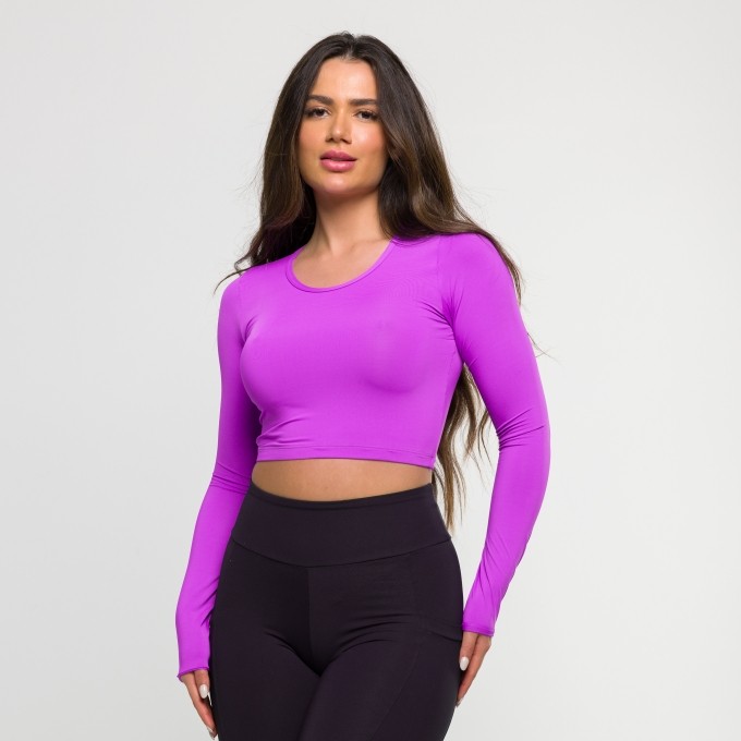 Cropped Manga Longa Fuchsia