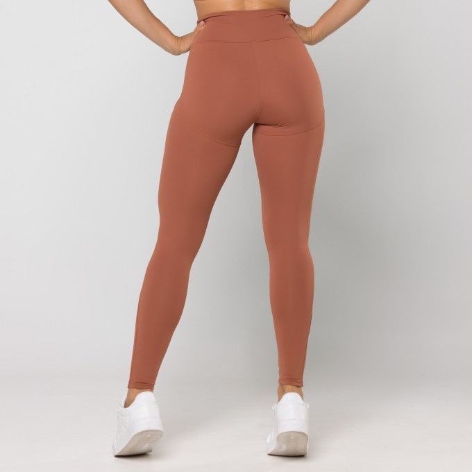 Calça Legging Oxy Marrom com Recortes