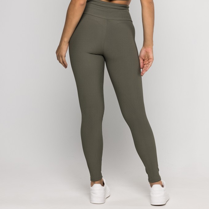 Calça Legging Aura Canelada Verde Escuro