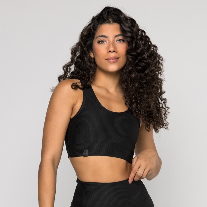 Top Aura Canelado Preto