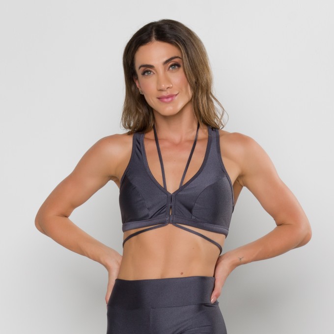Top Glam Cinza com Cadarço