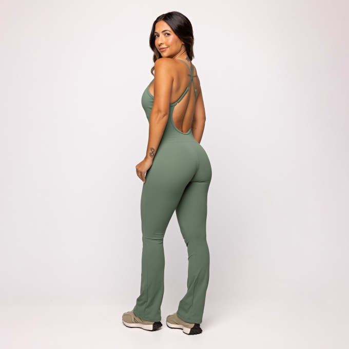 Macacão Fitness Flare Verde