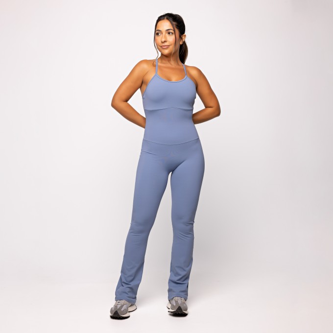 Macacão Fitness Flare Azul