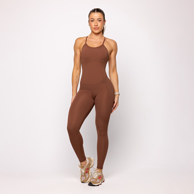 Macacão Fitness Sollis Marrom