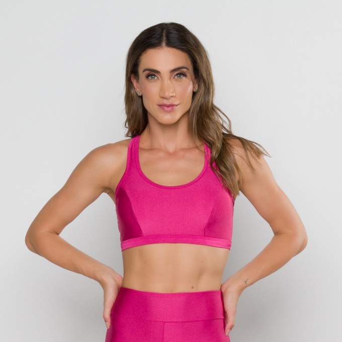 Top Glam Rosa Cruzado com Recortes