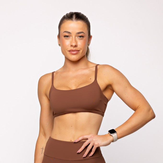 Top Flex Marrom com Alças Reguláveis
