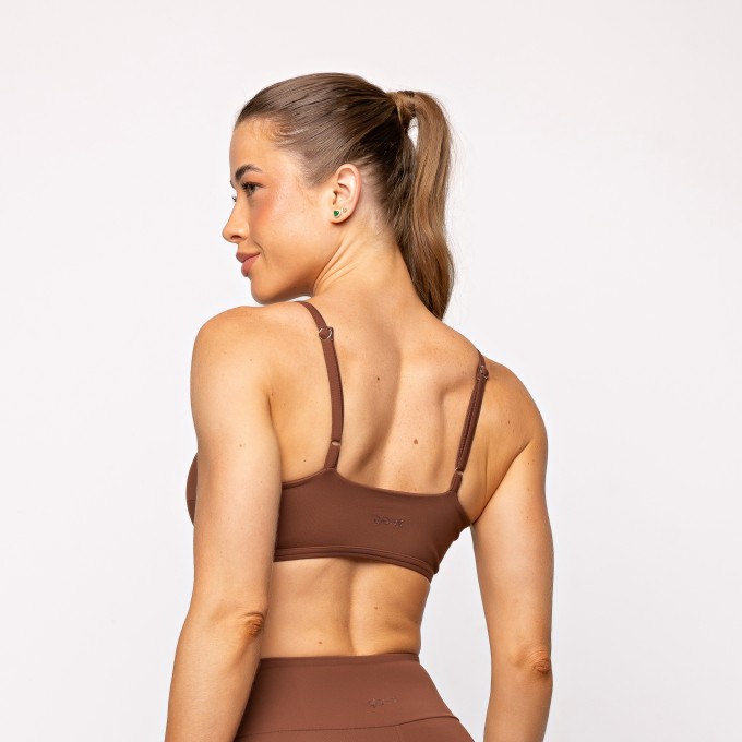 Top Flex Marrom com Alças Reguláveis