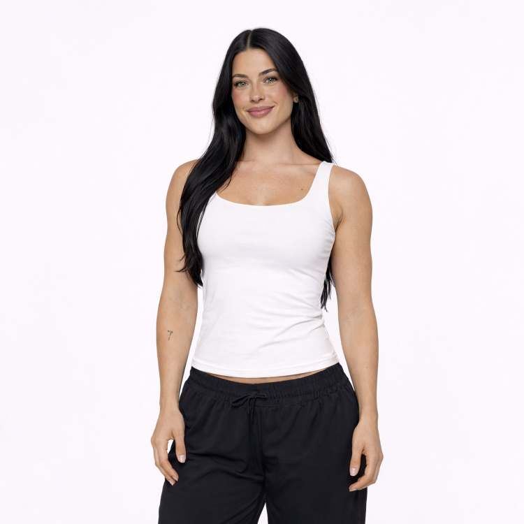 Camiseta Básica Alça Larga Branca