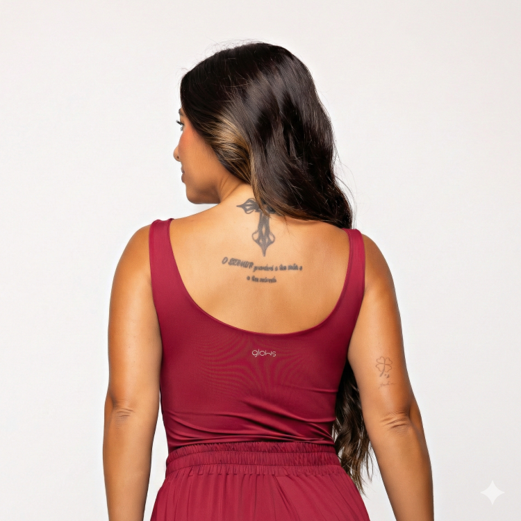 Camiseta Básica Alça Larga Vermelho Rubi