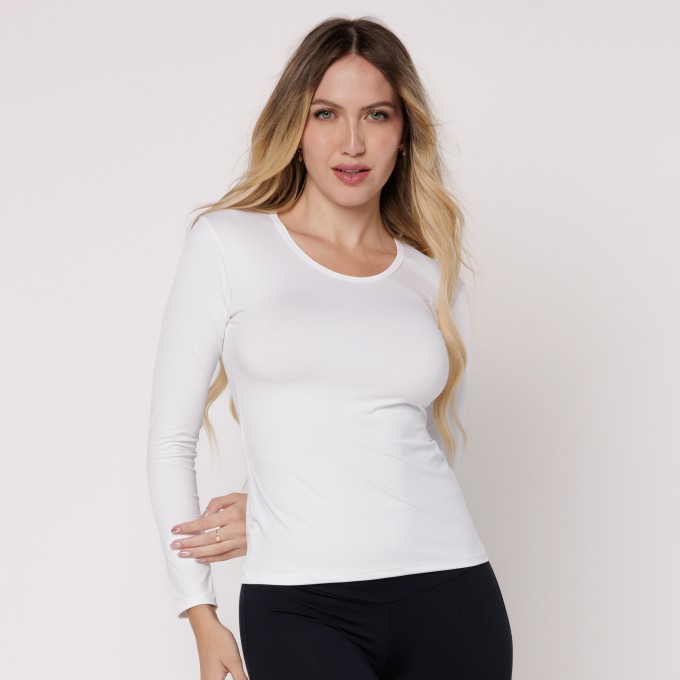 Blusa Microfibra Manga Longa Branca